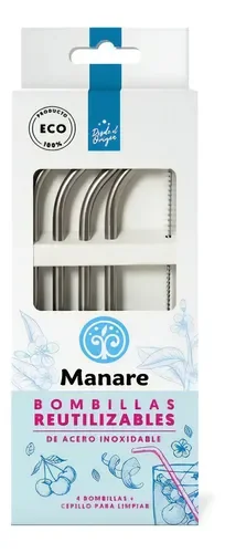 Bombillas Reutilizables + Cepillo 4 unidades Manare