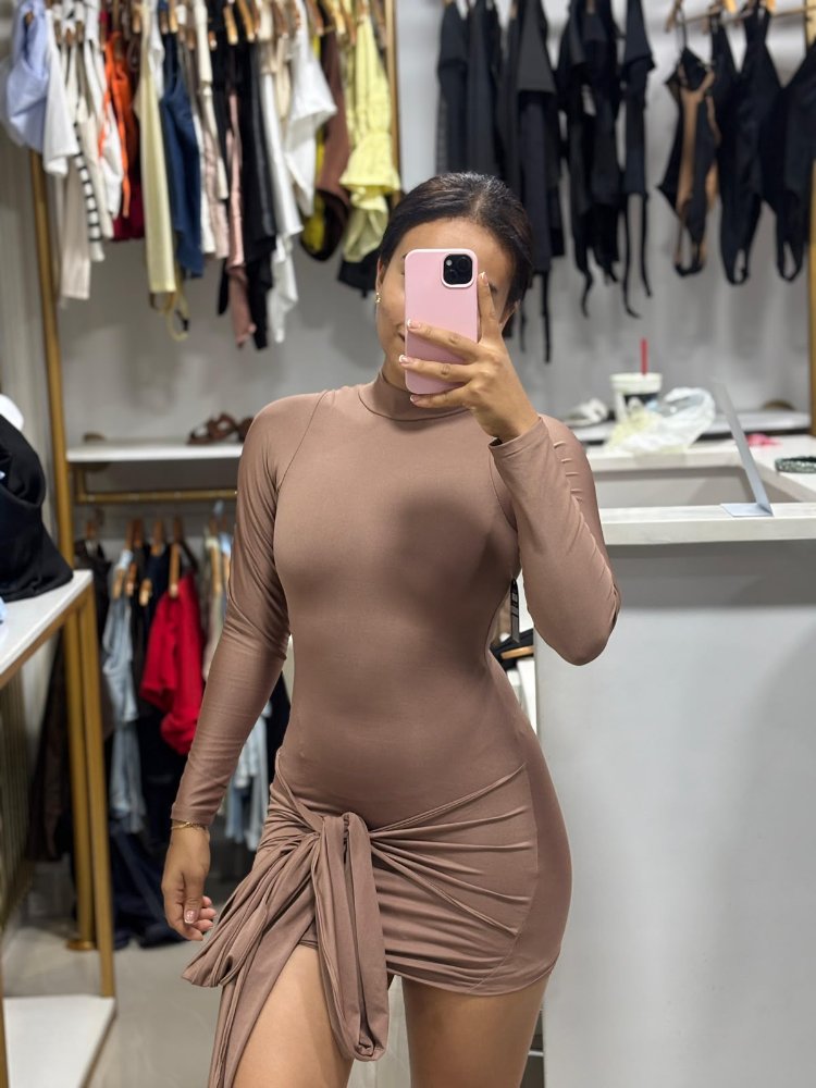 VESTIDO CORTO CAFE
