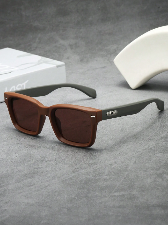 Lentes de sol cuadrados marrones con marco gris