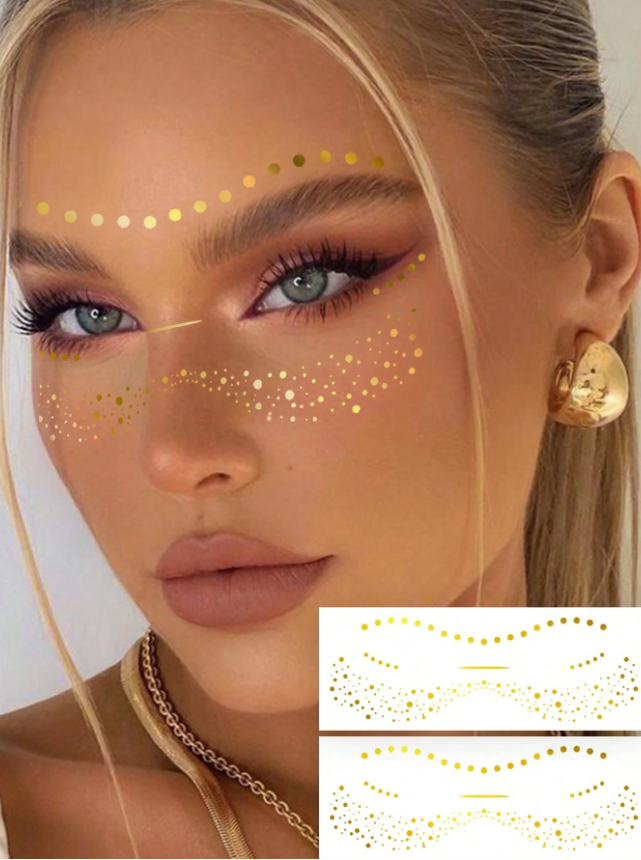 Stickers adhesivos para rostro dorado