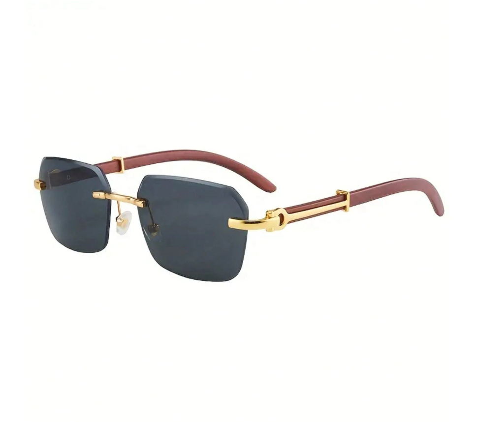 Lentes Monaco negros con montura marron y detalles en dorado
