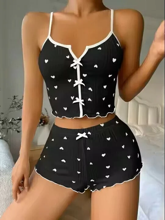 Pijama x2 estampa corazones
