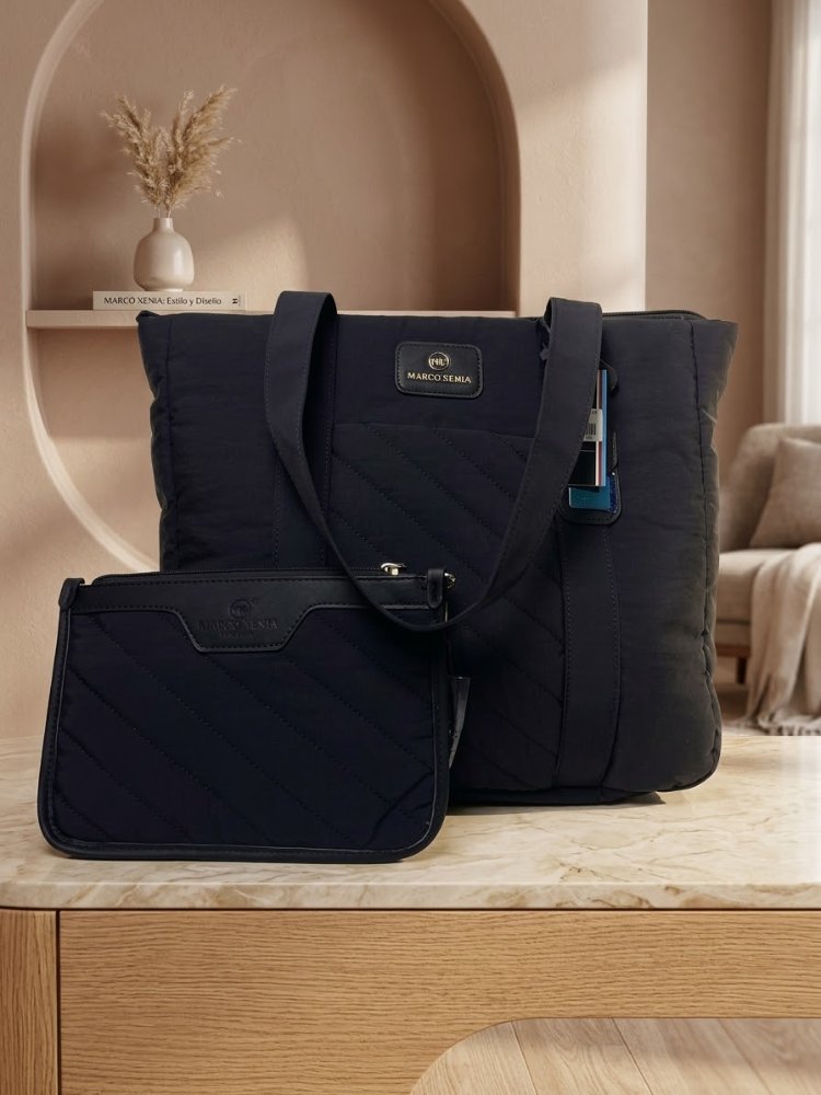 🖤 Set Tote Bag + Neceser Marco Xenia – Negro Elegante, Gran Capacidad y Estilo Atemporal ✨