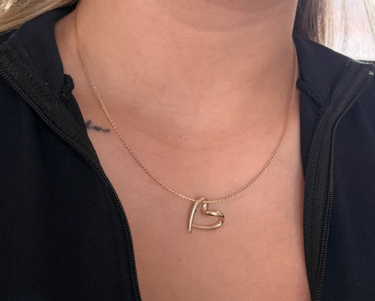 CADENA ESTILO CORDON + DIJE CORAZON SILUETA ORO AMARILLO ITALY ESP 18K 45CM - 2,05GR