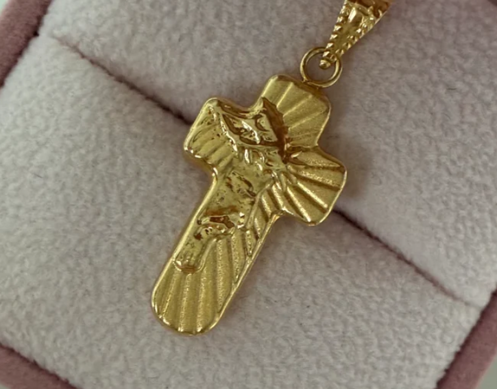 DIJE CRUZ CON ROSTRO DE CRISTO 3CM ORO AMARILLO COL 18K - 1,22GR