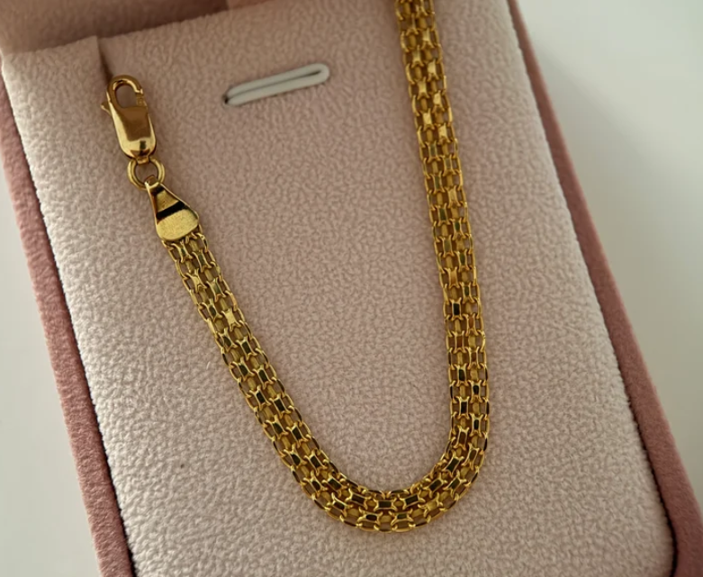 PULSERA CHINA DOBLE CARRIL 5MM ORO AMARILLO ITALY 18K 20.5CM - 4,13GR