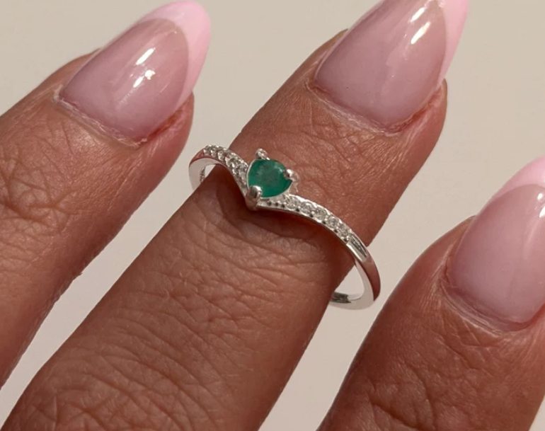ANILLO BALLERINA + ESMERALDA NATURAL PLATA 925 TALLA 8
