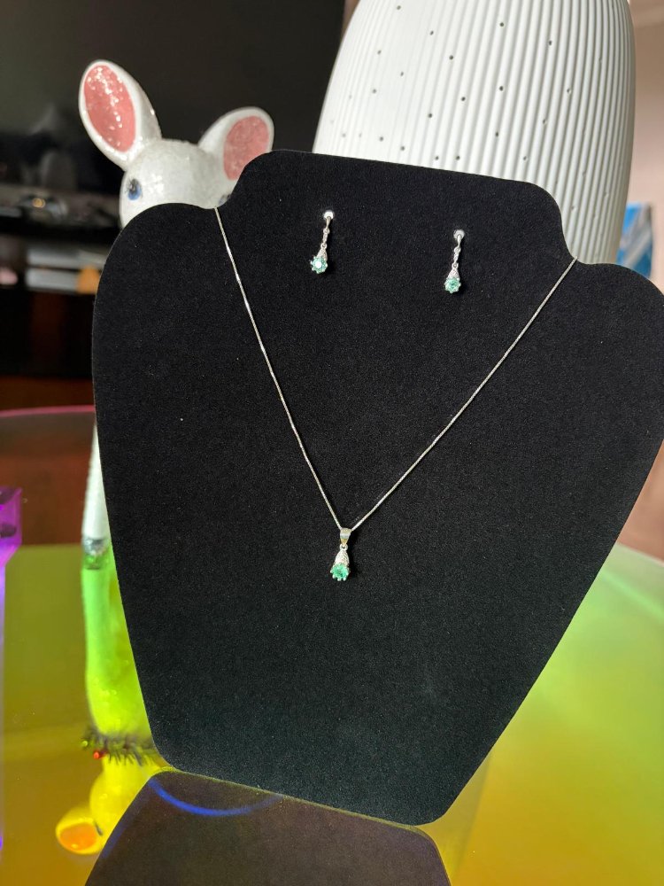 SET PLATA 925 Y ESMERALDA LAGRIMA