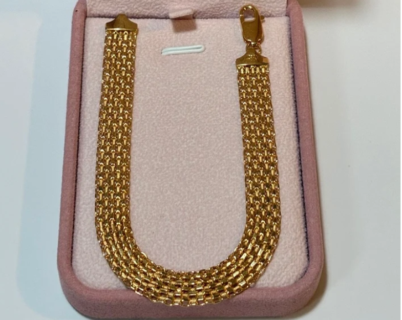 PULSERA CHINA TRES CARRILES 7MM ORO AMARILLO ITALY 18K 21CM - 7,91GR