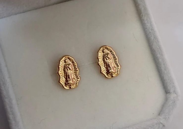 TOPOS VIRGEN DE GUADALUPE EN SILUETA 1CM ORO AMARILLO COL 18K - 0,83GR