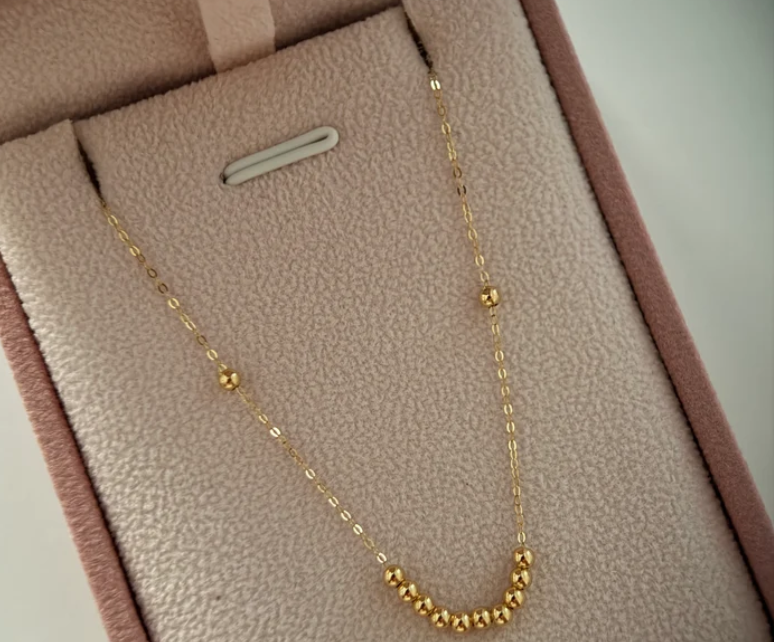 CADENA MINI ROLON + BOLAS LISAS 3M ORO AMARILLO ITALY ESP 18K 45CM - 0,6GR