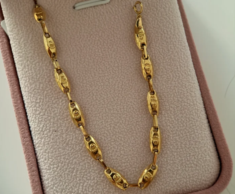 PULSERA RUSTICA CORONAS 4.5MM ORO AMARILLO COL 18K 21.5CM - 3,41GR