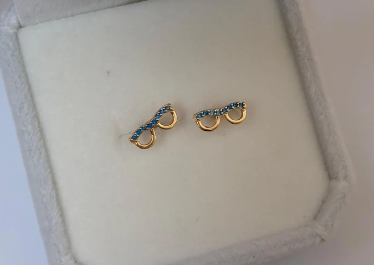 TOPOS GAFAS CON PIEDRAS AZULES ORO AMARILLO COL 18K- 0,62GR