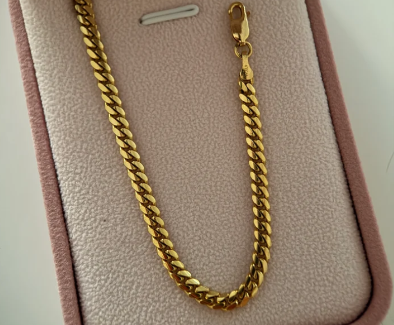 PULSERA CUBANA MACIZA 4MM ORO AMARILLO ITALY 18K 21CM - 11,6GR