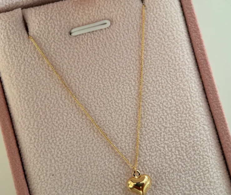 CADENA MINI FRANCO 0.6MM + DIJE CORAZON INFLADO ORO AMARILLO ITALY ESP 18K 45CM - 0,84GR