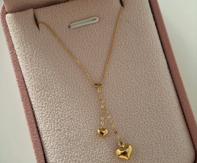 CADENA MINI FRANCO 0.6MM + 2 DIJES CORAZON COLGANTE ORO AMARILLO ITALY ESP 18K 45CM - 1,03GR