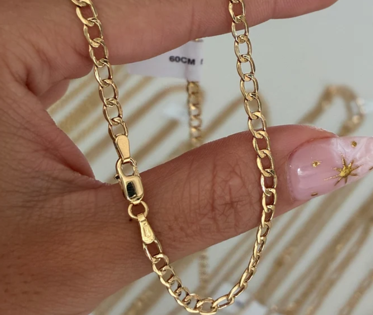CADENA CUBANA MARTILLADA 5MM ORO AMARILLO ITALY 18K 60CM - 8,48GR