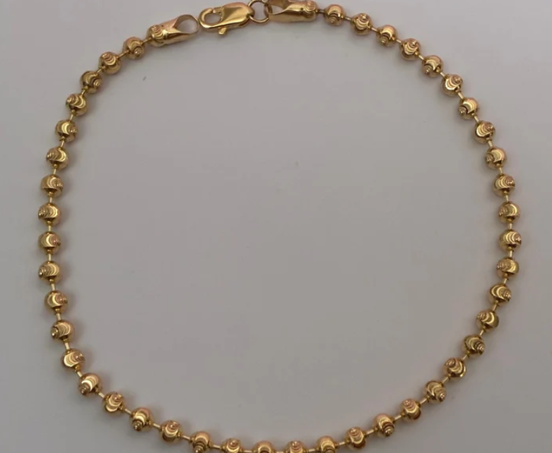 PULSERA MILITAR DIAMANTADA LUNA 3MM ORO AMARILLO COL 18K 19CM - 5,35GR