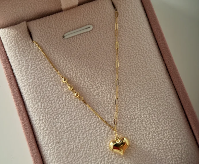 BOLAS DIAMANTADAS Y CORAZON ORO AMARILLO ITALY ESP 18K 18CM A 20CM - 0,82GR