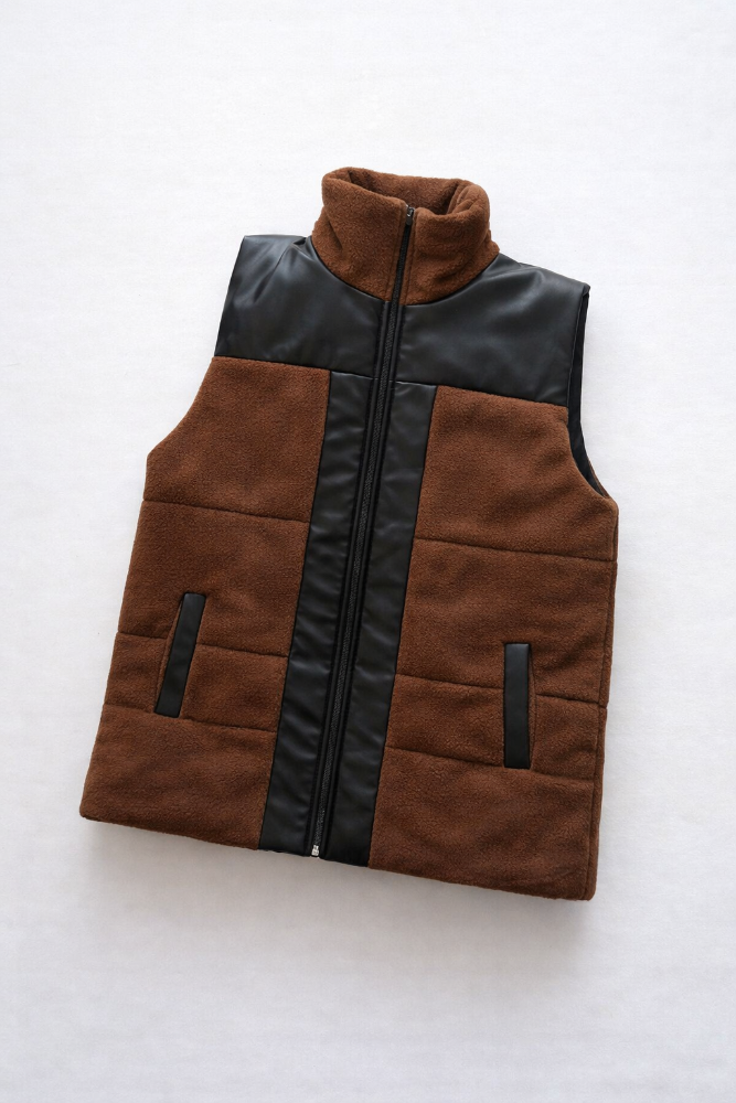 Chaqueta S/M Bicolor Texturizado con Cierre Frontal