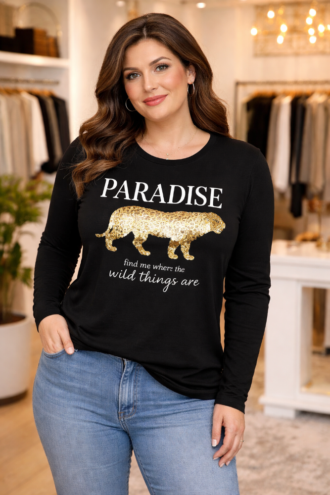 Polera Manga Larga Estampado Paradise