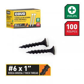 TORNILLO DRYWALL 6 X 1  X 100 PZAS COVO 6-536