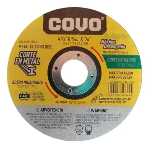 DISCO C/ METAL 4 1/2 PLANO 3/64 x 7/8 COVO 9-781