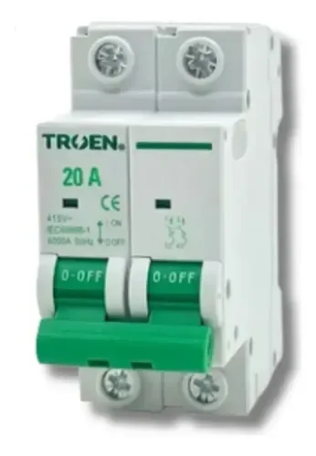 BREAKER TERMOMAGNETICO 2P x 20 A TROEN 7-556