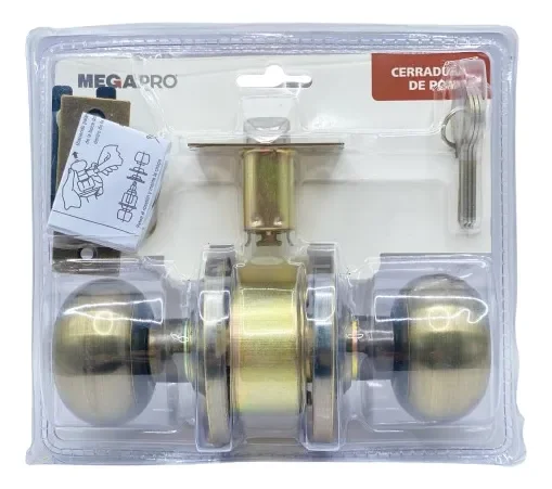 CERRADURA DE POMO BRONCE EN BLISTER MEGAPRO