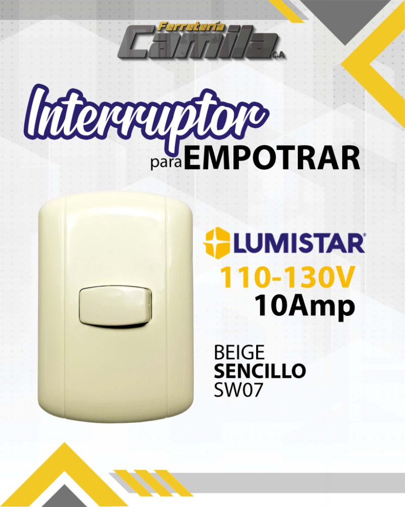 INTERRUPTOR SENCILLO P/EMPOTRAR BEIGE LUMISTAR