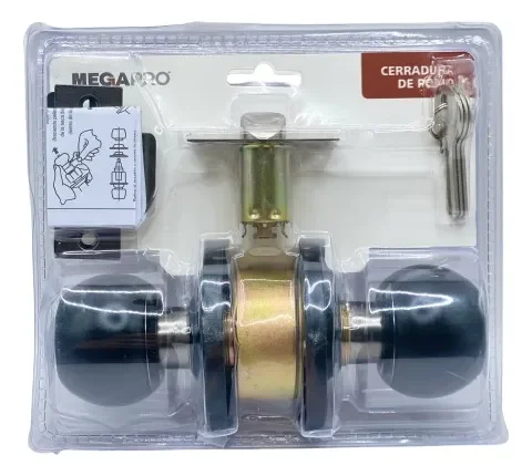 CERRADURA DE POMO NEGRA EN BLISTER MEGAPRO