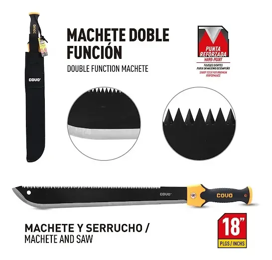 MACHETE DOBLE FUNCION 18" CON FUNDA COVO 5-851