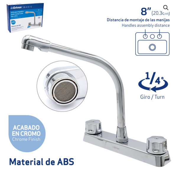 GRUPO FREGADERO 8" PLAST/CROM COBRA GRIVEN BASIC 7-033