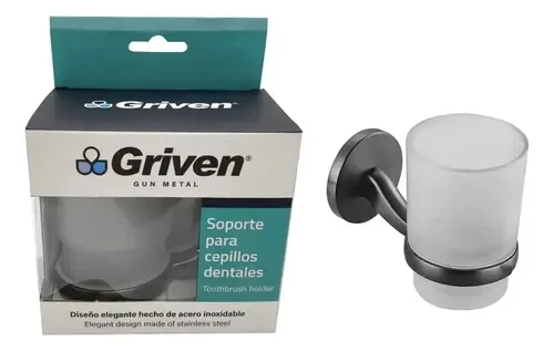PORTA CEPILLOS CON VASO DE VIDRIO GRIVEN