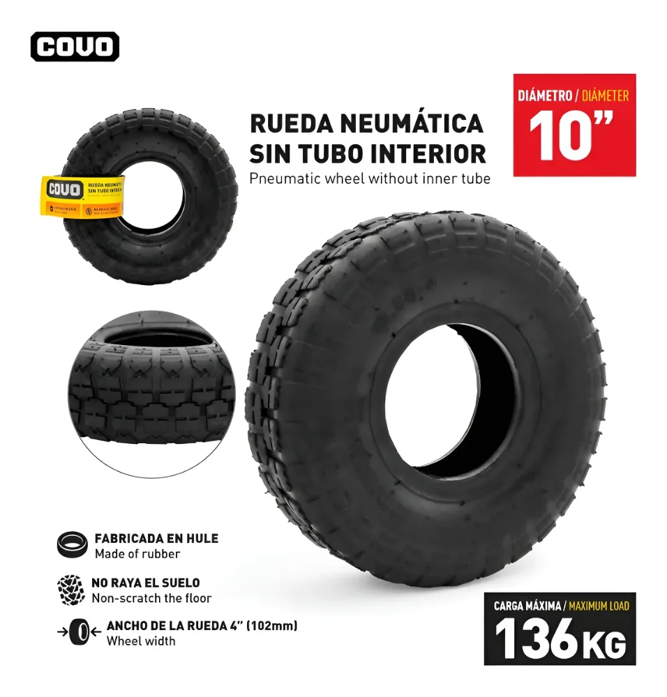 CAUCHO P/CARRETILLA 10" 350-4 COVO