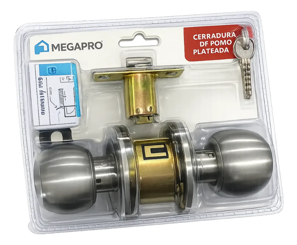 CERRADURA DE POMO CROMADA EN BLISTER MEGAPRO