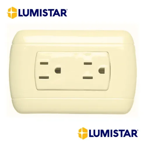 TOMA DOBLE SUPERFICIAL BEIGE LUMISTAR