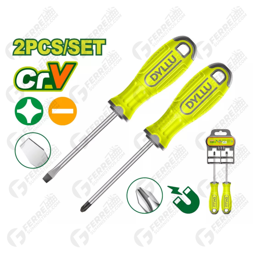 JUEGO DESTORNILLADORES X 2 PZS 1/4X5" DTSSA2402 DYLLU