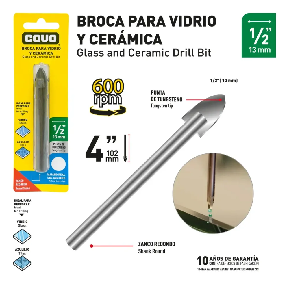 MECHA P/ VIDRIO 1/2" COVO 9-690