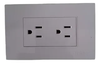 TOMA DOBLE P/EMPOTRAR C/TIERRA GRIS METAL FLASH