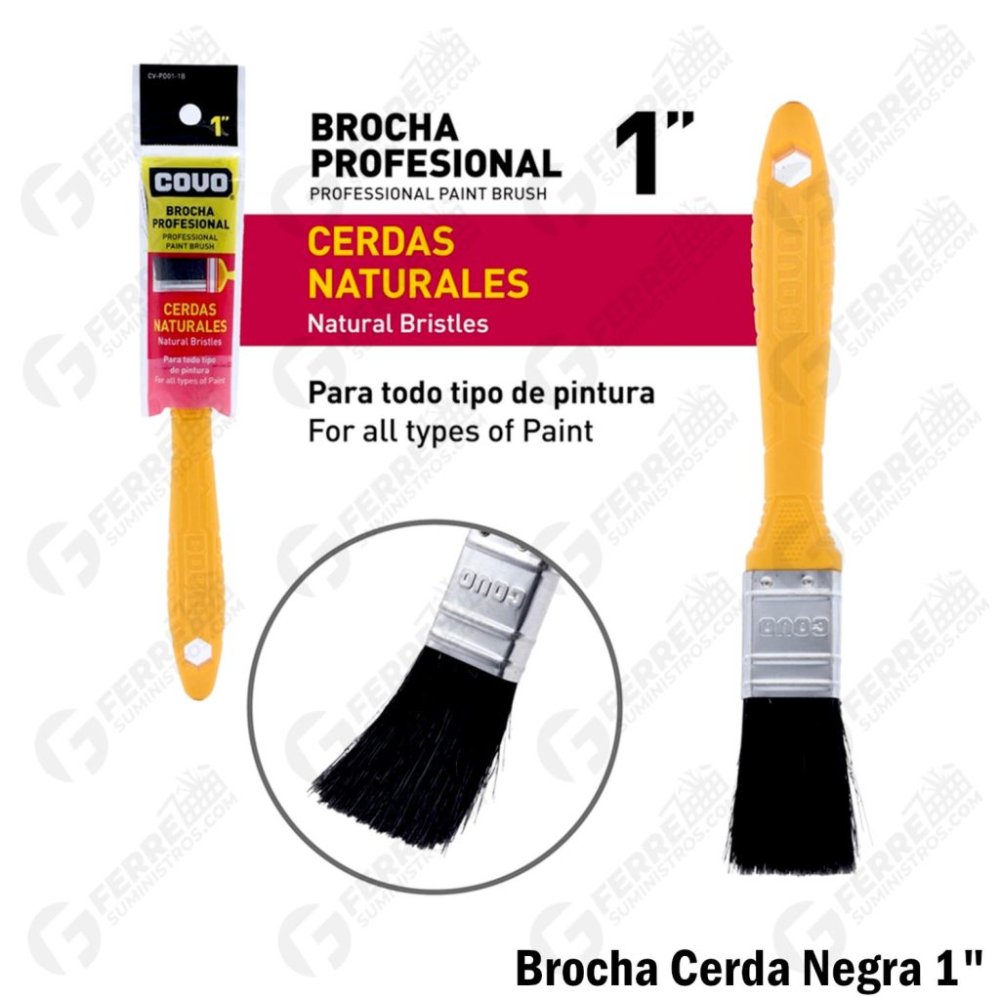 BROCHA M/PLASTICO 1" NEGRA COVO 5-731
