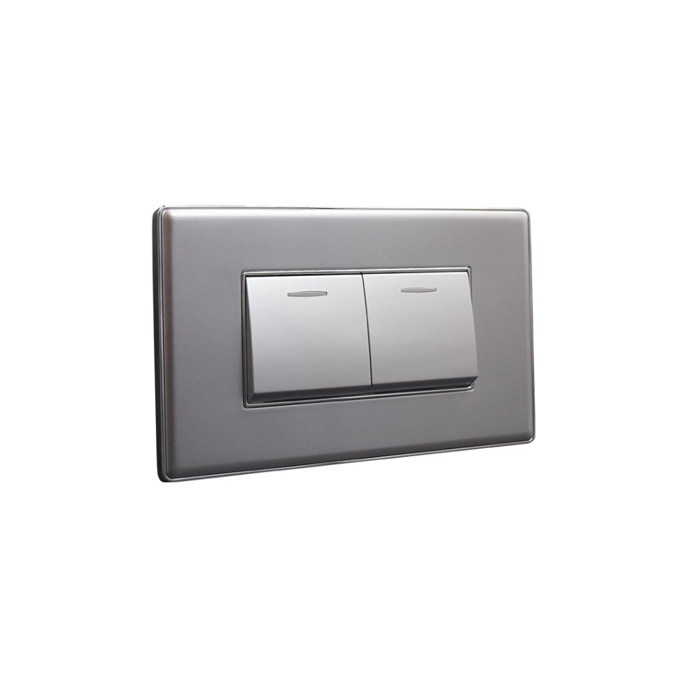 INTERRUPTOR DOBLE P/EMPOTRAR GRIS METAL FLASH