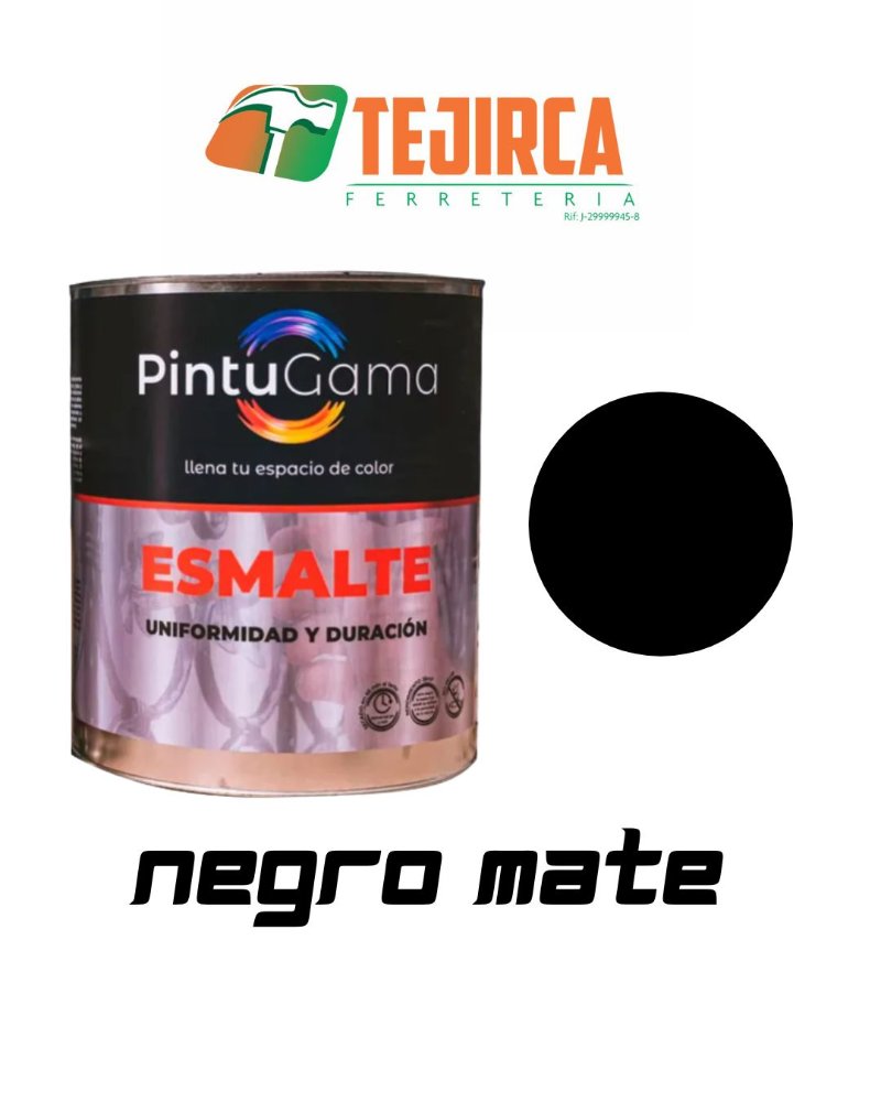 PINTURA ESMALTE NEGRO MATE 1/4 GAL PINTUGAMA