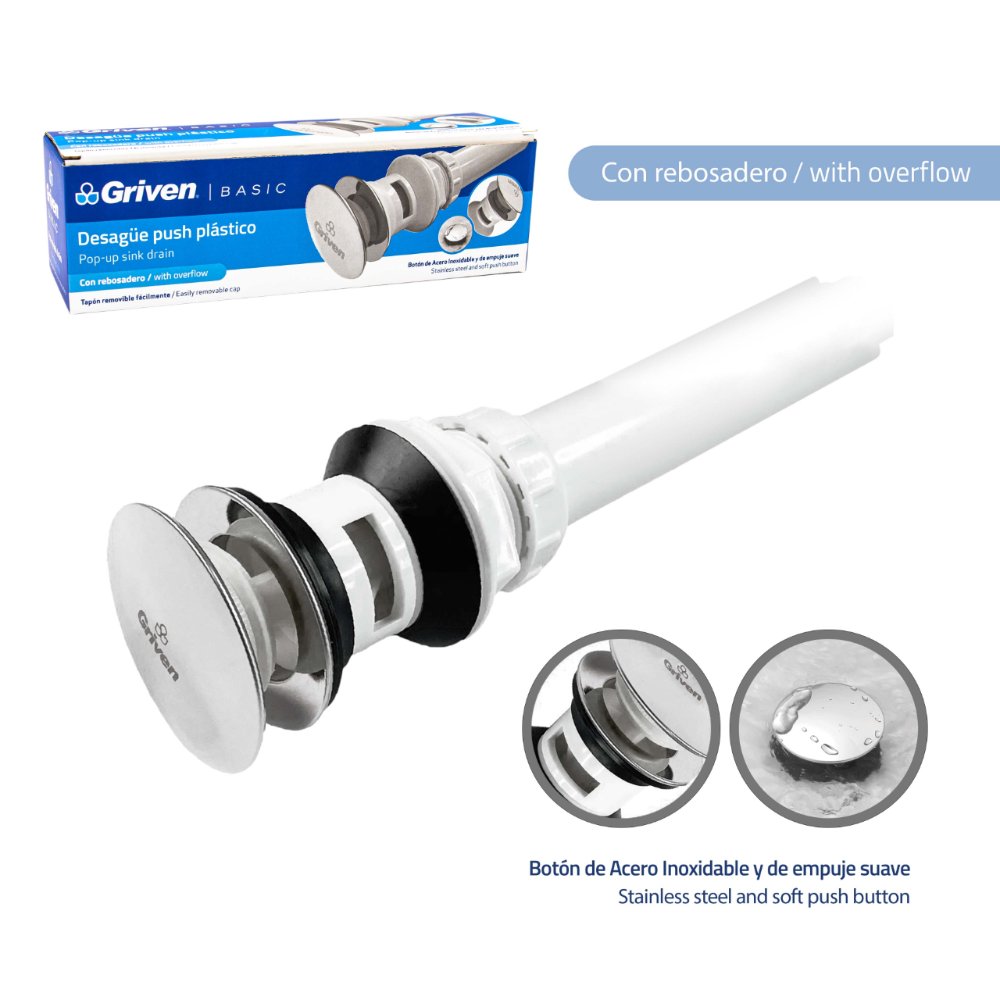 DESAGUE P/LAVAM 1 1/4 C/REBOSADERO PUSH PLASTICO GRIVEN 8-717