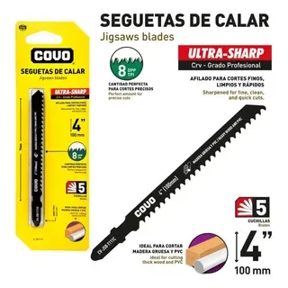 SEGUETA DE CALAR 4" RECTA P/ MADERA Y PVC 5 PZAS COVO