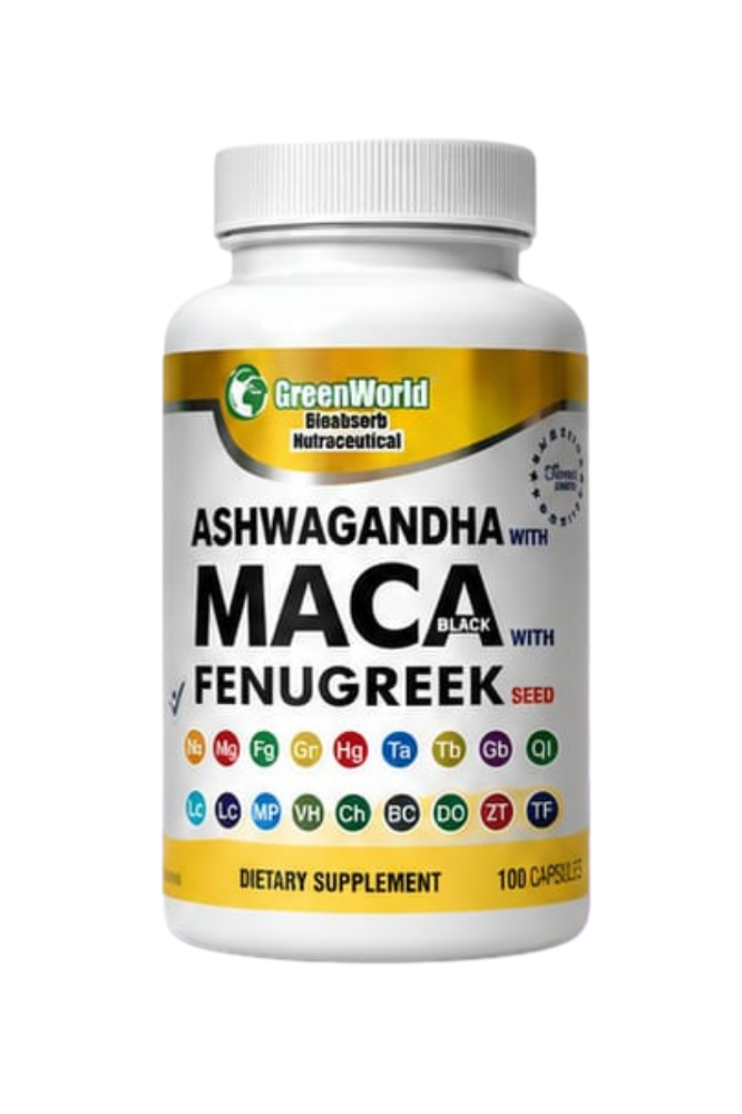 ASHWAGANDHA MACA FENUGREEK X100 GREEN WORLD