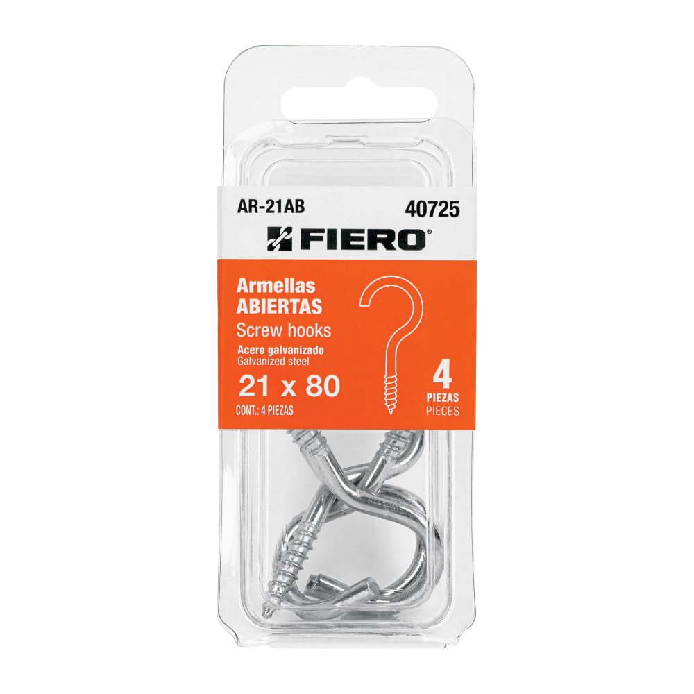 Blíster con 4 armellas abiertas de 21 x 80, FIERO  40725