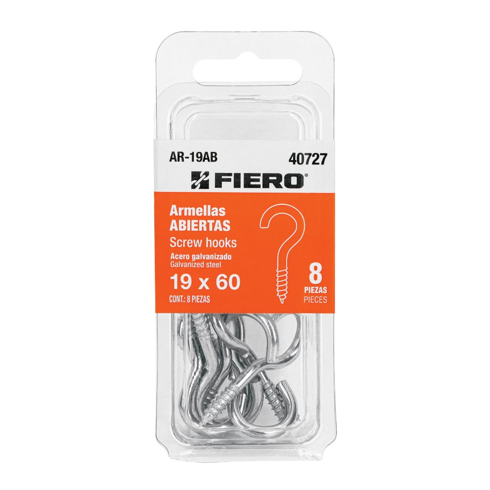 Blíster con 8 armellas abiertas de 19 x 60, FIERO  40727