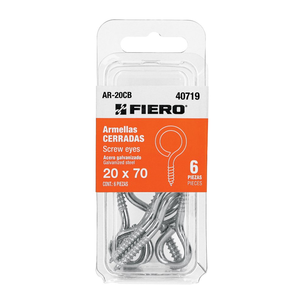 Blíster con 6 armellas cerradas de 20 x 70, FIERO  40719