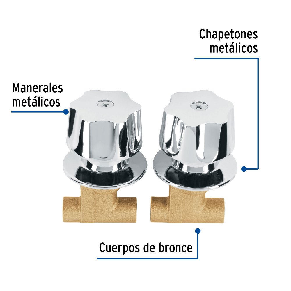 Juego llaves empotrar soldables, maneral metálico, FOSET  49249